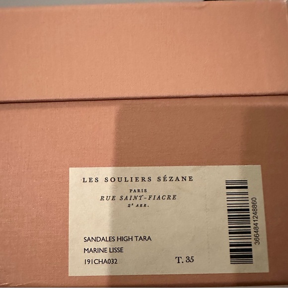 Sezane leather sandals. Size 5 / 35. Navy. 3.5” heels. - Picture 6 of 6